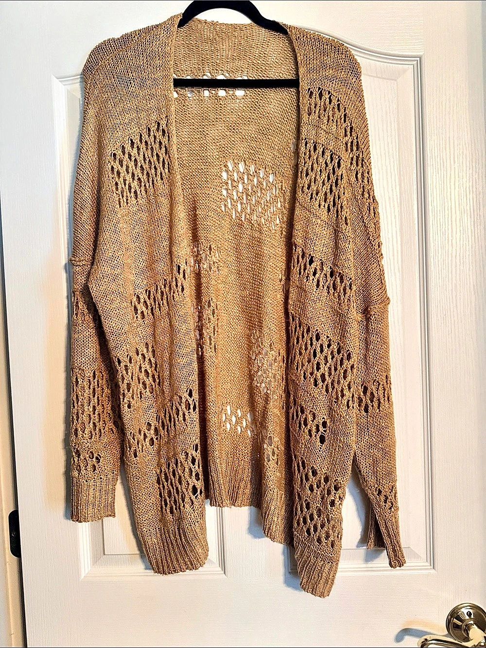 Open-Front Knit Cardigan XL in Camel Like New